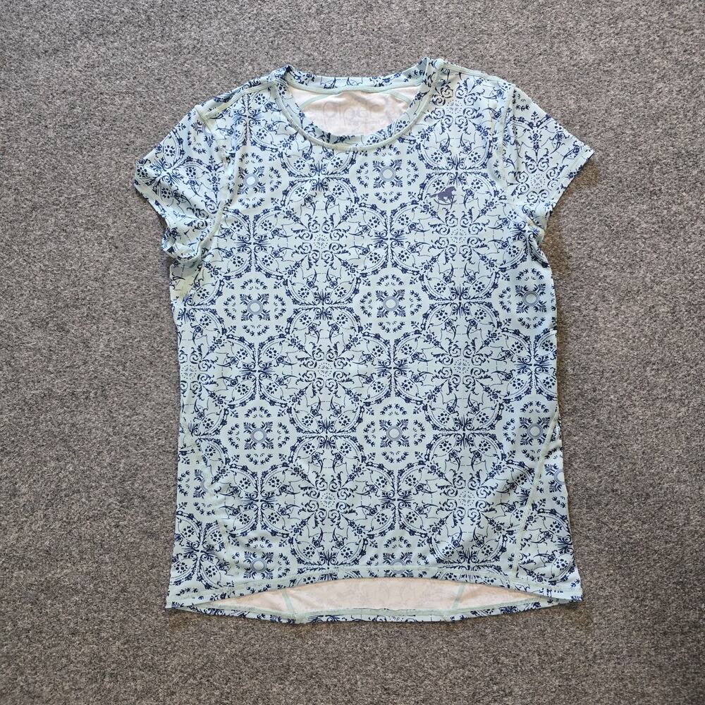 Piper Top Womens Size Medium Blue Floral Athletic Horseback Riding Equestrian